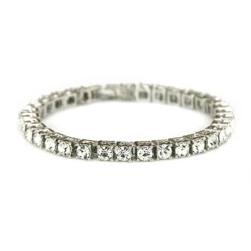 2021 Lastest Hip Hop Mens Iced Out Diamond Crystal Single Row Tennis Bracelet Silver and - WORLD TIME VISITS