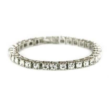 2021 Lastest Hip Hop Mens Iced Out Diamond Crystal Single Row Tennis Bracelet Silver and - WORLD TIME VISITS