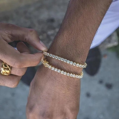 2021 Lastest Hip Hop Mens Iced Out Diamond Crystal Single Row Tennis Bracelet Silver and - WORLD TIME VISITS
