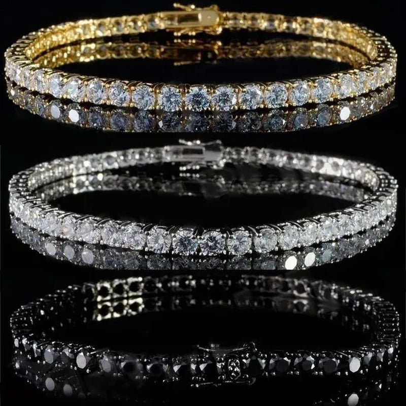 2021 Lastest Hip Hop Mens Iced Out Diamond Crystal Single Row Tennis Bracelet Silver and - WORLD TIME VISITS