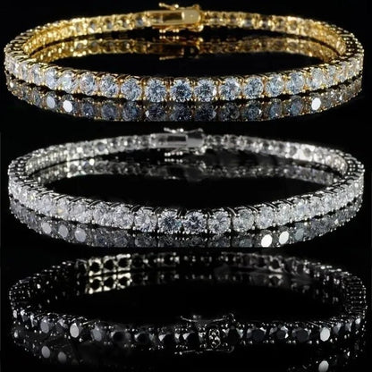 2021 Lastest Hip Hop Mens Iced Out Diamond Crystal Single Row Tennis Bracelet Silver and - WORLD TIME VISITS