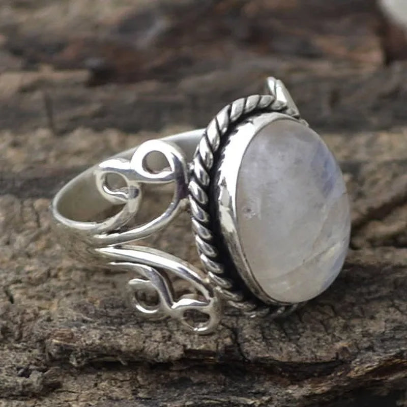Exquisite Ring Rare Huge Princess Moonstone Jewelry Promise Proposal Gift Bride Engagement Wedding Band Rings Size 5 - 11