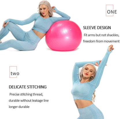 Women'S Long Sleeves Workout Crop Tops Seamless Sports Shirts Fitness Activewear - WORLD TIME VISITS