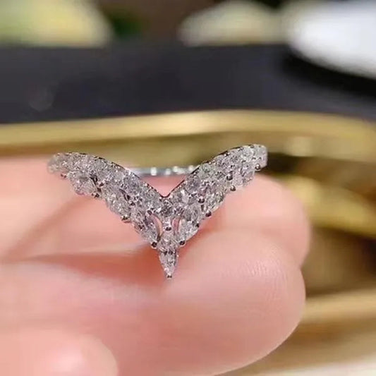 Exquisite and Elegant Beautiful Women'S Fashion Dazzling Ring Jewelry White Rhinestone Full Zircon Ring Love Heart Water Drop Simple Heart-Shaped Ring Romantic Princess Engagement Wedding Ring Anniversary Valentine'S Day Gift Jewelry Size US4-12 - WORLD TIME VISITS