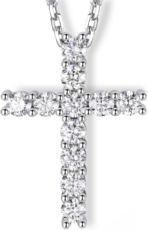 Cross Necklace for Women, Christian Gifts for Her, Moissanite Cross Pendant, 925 Sterling Silver Necklaces Religious Anniversary Birthday Gifts for Women-