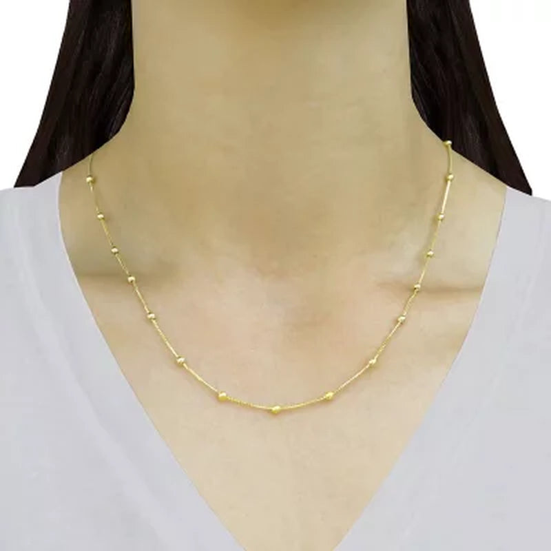 14K Yellow Gold Station Bead Necklace
