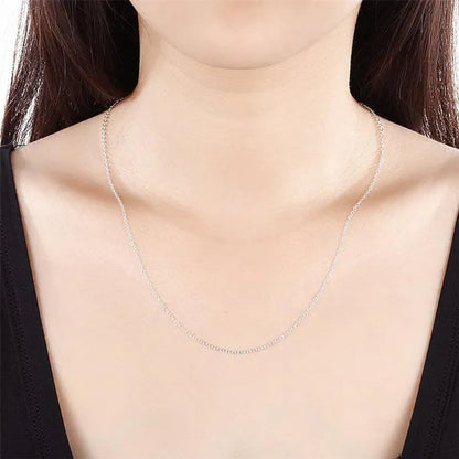 Wholesale Price High Quality 5pcs/lot Simple Fashion 925 Silver 1mm Basic Chain Necklaces For Women O Word Chain Wedding Engagement Jewelry Fashion Party Gift