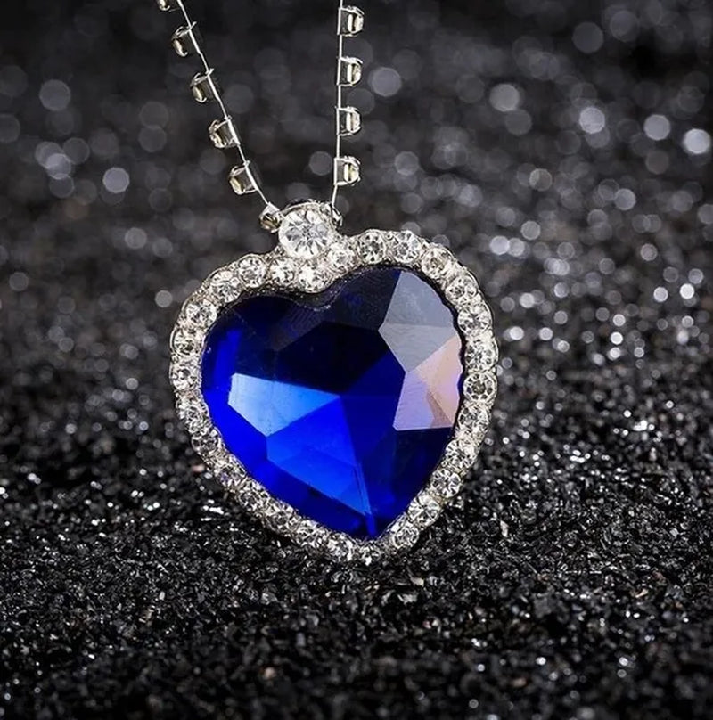 Titanic Heart of Ocean blue heart love forever pendant Necklace