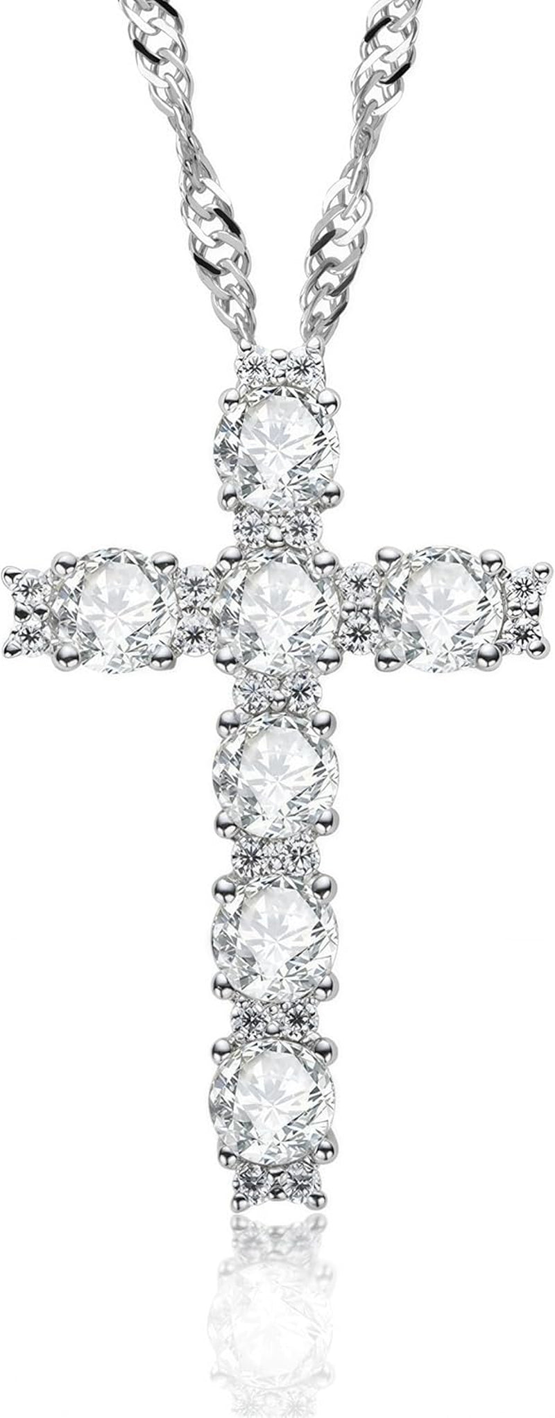 2.1Ct Women'S Moissanite Cross Necklace - S925 Sterling Silver White Pendant, D Color VVS1 Clarity Moissanite with GRA Certificate, Anniversary Birthday Mother'S Valentine'S Day Gift