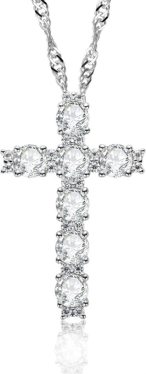 2.1Ct Women'S Moissanite Cross Necklace - S925 Sterling Silver White Pendant, D Color VVS1 Clarity Moissanite with GRA Certificate, Anniversary Birthday Mother'S Valentine'S Day Gift
