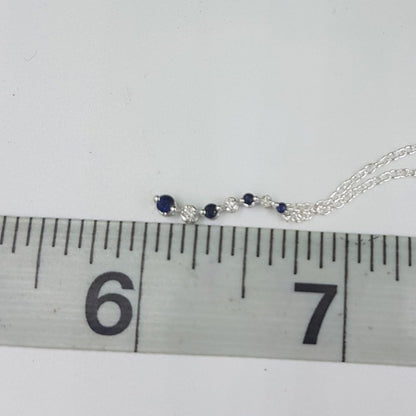 10K Gold round White Diamond & Blue Sapphire Ladies Graduating Journey of Life Pendant