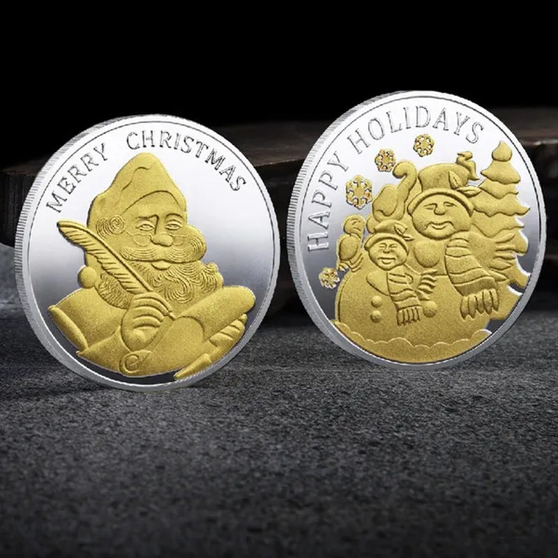 Christmas Grandpa Commemorative Coin Gold Metal Badge Replica Coin Collection