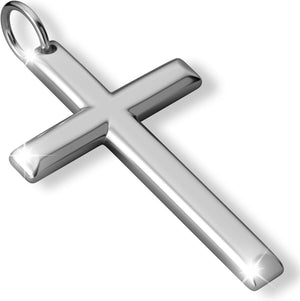 Cross Necklace for Men and Women – 316L Stainless Steel Minimalist Cross Pendant, Polished Silver/Gold/Black Tone, Small/Medium/Big Charm, Christian Faith Jewelry Gift