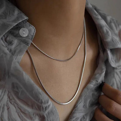 Fashion 925 Sterling Silver Italian Crafted 2MM Golden Snake Chain Necklace Minimalist DIY Chain Accessories