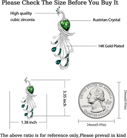 Peacock Brooches for Women Crystal Pins - Sparkling Rhinestone Brooch Jewelry Ladies Wedding Bouquet Brooches Pin for Anniversary, Birthday, Christmas