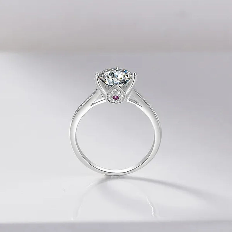 New Fashion Brilliant Round Cut Ruby Moissanite Ring 14K White Gold Plated Anti-tarnish Elegant Engagement Wedding Ring for Lover Precise Size 5-12