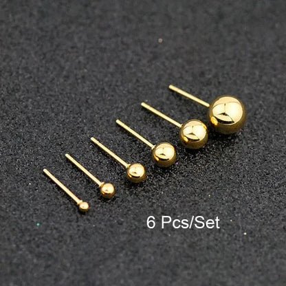 2/3/4/5/6/8Mm Stainless Steel round Pearl Stud Earrings Earrings for Women'S Fashion Party Wedding Jewelry - WORLD TIME VISITS