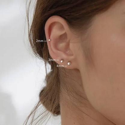 2/3/4/5/6/8Mm Stainless Steel round Pearl Stud Earrings Earrings for Women'S Fashion Party Wedding Jewelry - WORLD TIME VISITS