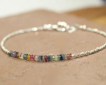 Multi Sapphire Bracelet Hill Tribe Beads Sapphire Jewelry