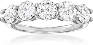 2.00 Ct. T.W. Lab-Grown Diamond 5-Stone Ring in 14Kt White Gold. Size 7