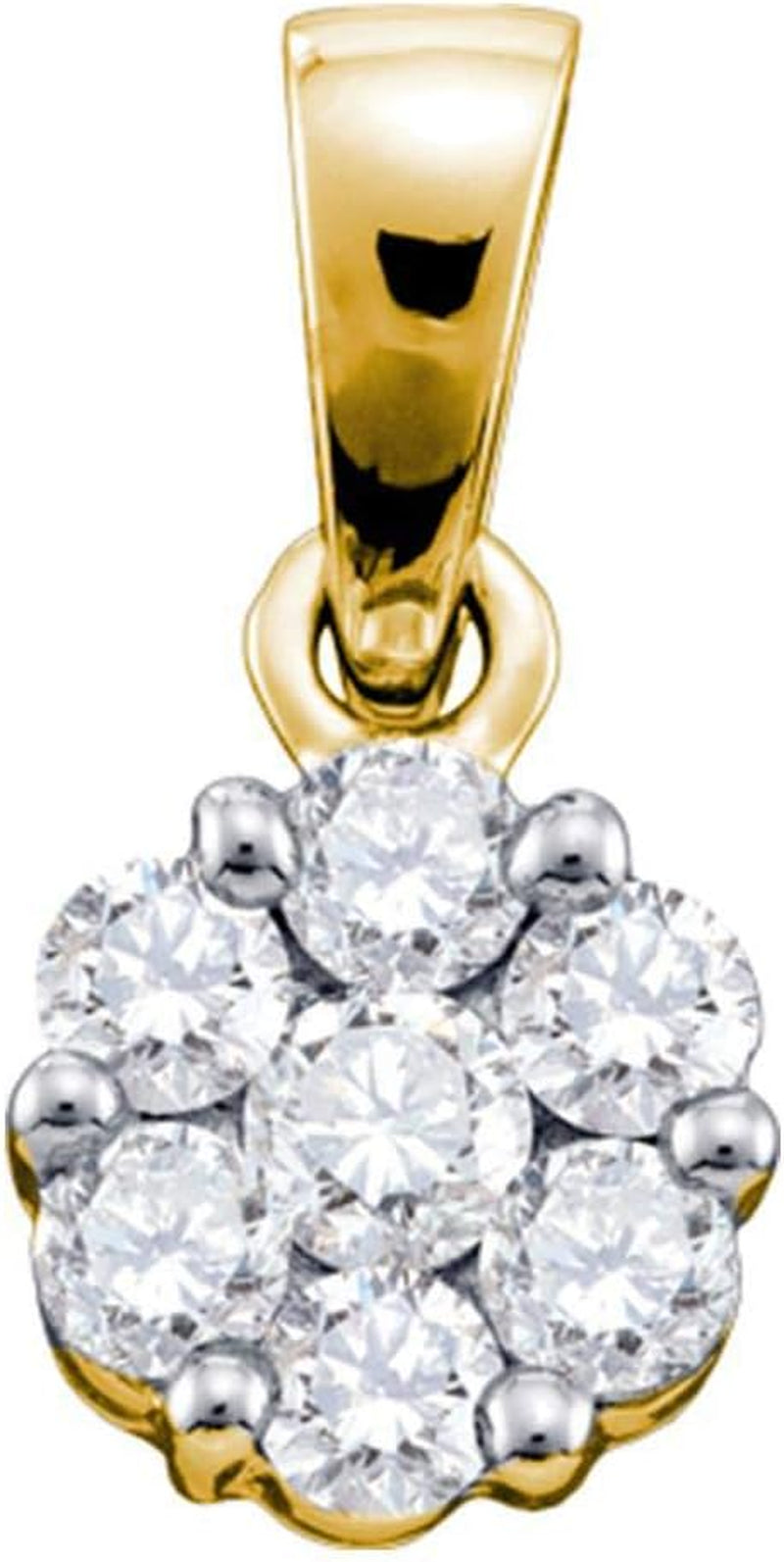14Kt Yellow Gold Womens round Diamond Flower Cluster Pendant 3/4 Cttw