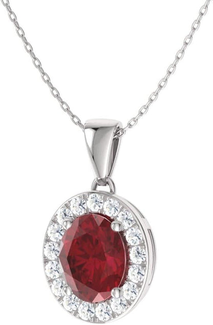 Natural and Certified Oval Cut Gemstone and Diamond Petite Necklace in 14K Solid Gold | 0.51 Carat Pendant with Chain