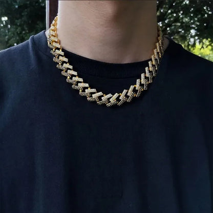 Iced Out Cuban Link Chain Necklace Chain Hip Hop Jewelry Choker Gold Silver Chain for Men Rapper Necklaces Bracelet 8-30 Inch