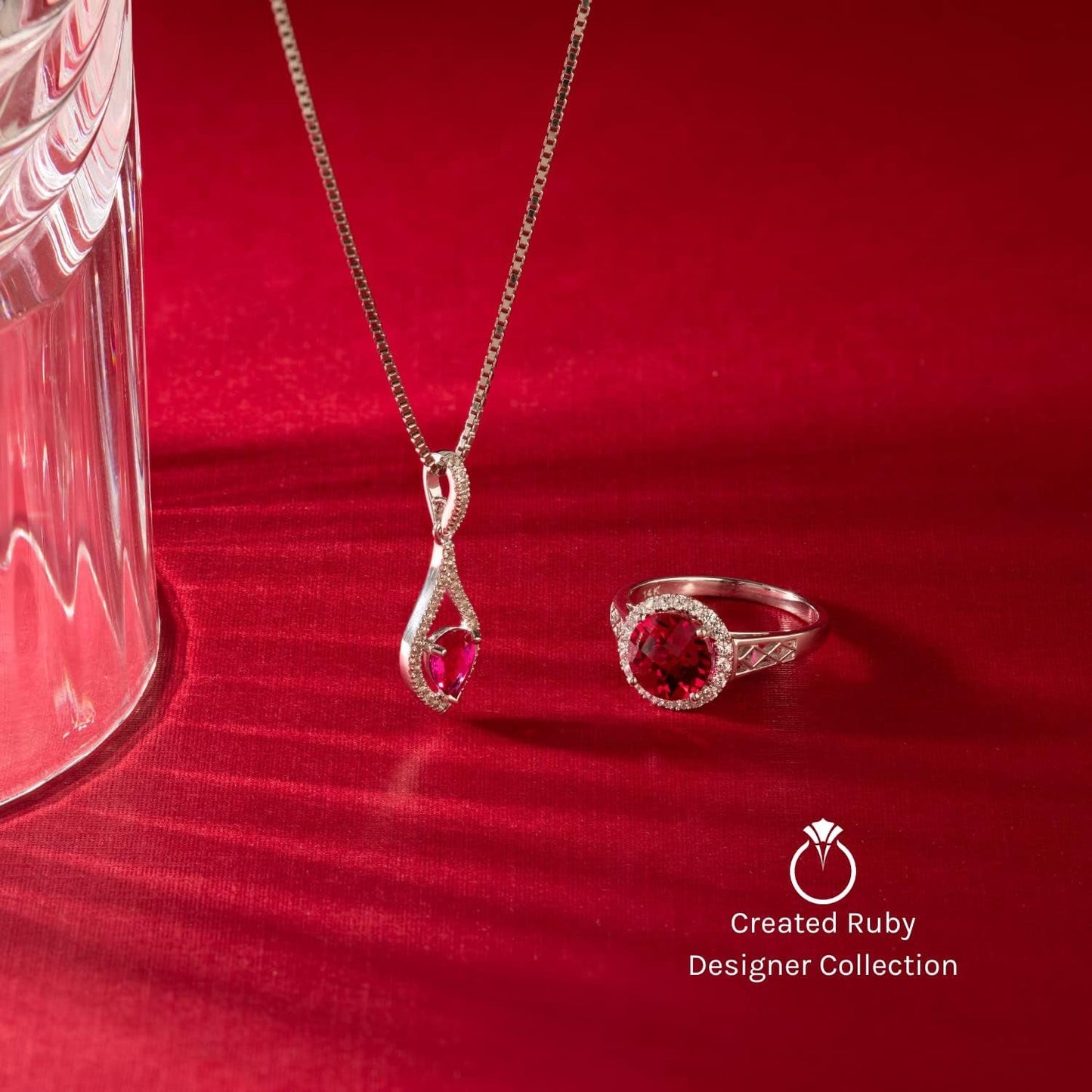 Created Ruby with Genuine Diamond Pendant in 14 Karat Yellow Gold, Elegant Solitaire, Radiant Cut, 7X5Mm, 1.30 Carats Total