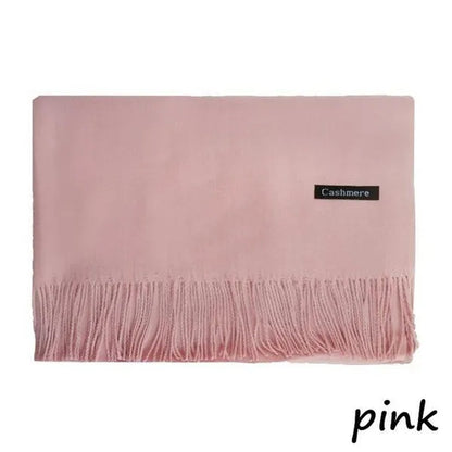 Women Cashmere Wool Scarf Wraps Warm Blanket Scarves Women Solid Color Cashmere Scarves with Tassel