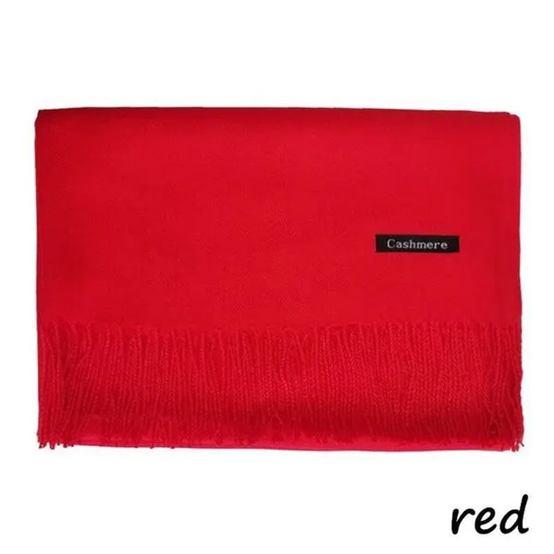 Women Cashmere Wool Scarf Wraps Warm Blanket Scarves Women Solid Color Cashmere Scarves with Tassel