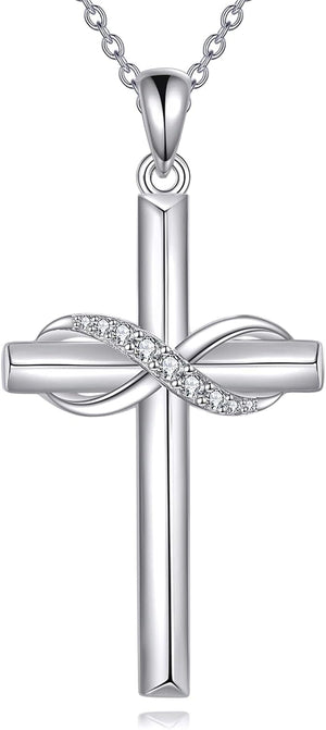 Cross Necklace for Women Sterling Silver Cross Pendant Necklace Religious Jewelry Christian Gifts