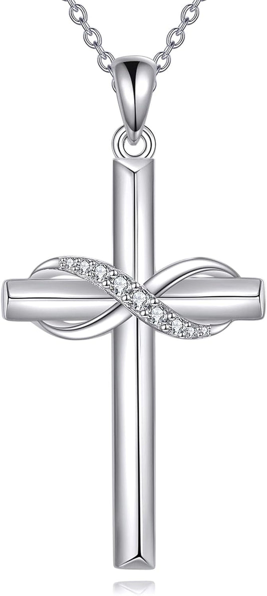 Cross Necklace for Women Sterling Silver Cross Pendant Necklace Religious Jewelry Christian Gifts