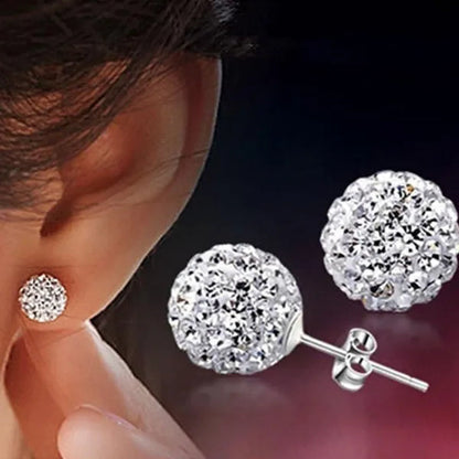 925 Sterling Silver Earrings Super Flash Diamond Earrings Full Diamond Earrings Shambala Ball Pendientes