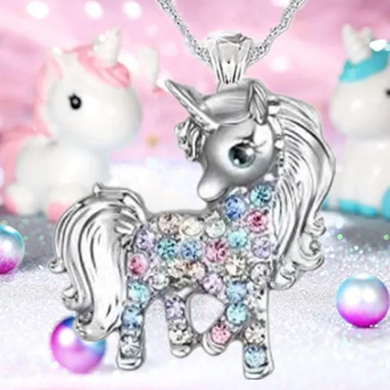 Exquisite Fashion Personality Women's Unicorn Jewelry Accessories  Necklace Zircon Necklace Couple Jewelry Accessories Lovely and Elegant Unicorn Animal Pendant Birthday Wedding Valentine's Day Anniversary Gift - WORLD TIME VISITS