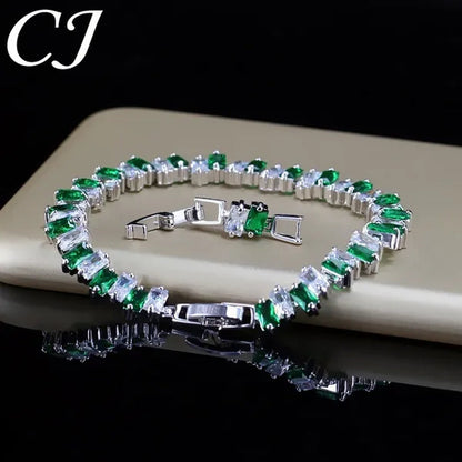 CANDICE Hottest Yellow Gold Plated Tennis Bracelet for Women Shiny Baguette Cubic Zircon Setting Gorgeous Party Jewelry Accessories