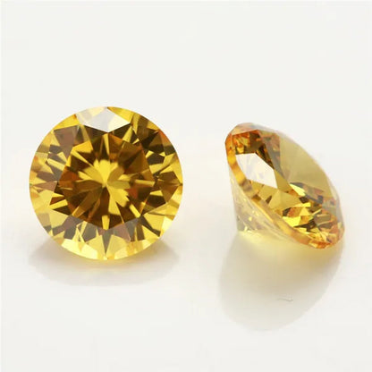 2Pcs/Set 6.5Mm 1Ct Yellow Diamond round Excellent Cut Loose Gemstone