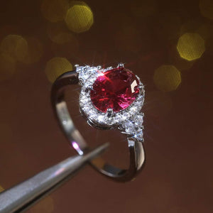 S925 Sterling Silver Classic Crystal Gem Engagement Ring with Sparkling CZ Diamond Ring Temperament Female Ruby Ring Luxury Jewelry Birthday Gift (6)