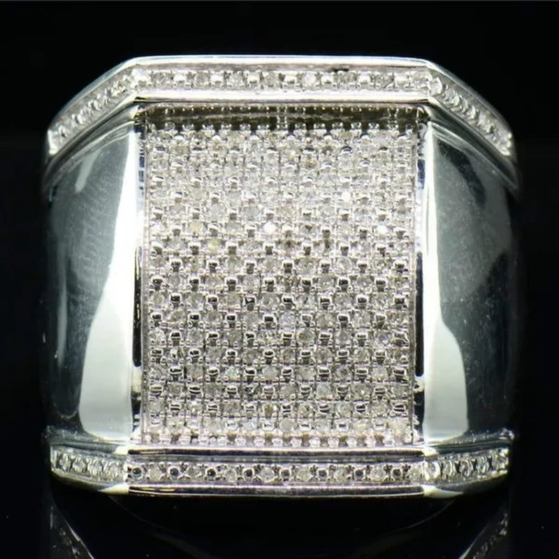 Men's Ring White Stone 925 Sterling Silver Ring Gifts