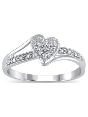 Diamond Accent (I3 Clarity, J-K Color)  Diamond Heart Promise Ring in 10K White Gold, Size 9
