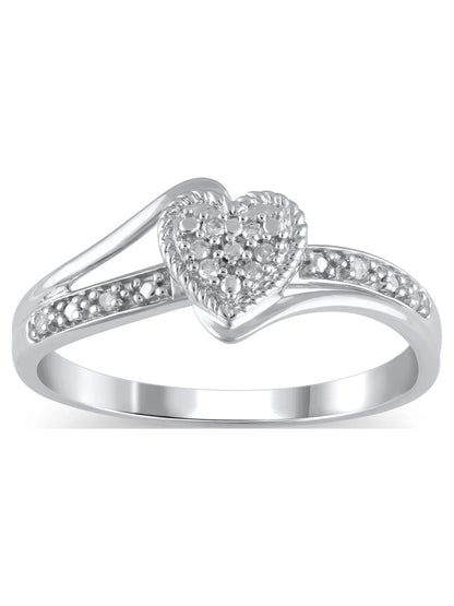 Diamond Accent (I3 Clarity, J-K Color)  Diamond Heart Promise Ring in 10K White Gold, Size 9