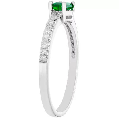 Lab Emerald and 0.10 CT. T.W. Diamond Ring in 14K Gold