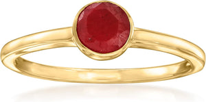 0.70 Carat Bezel-Set Ruby Ring in 18Kt Gold over Sterling. Size 6