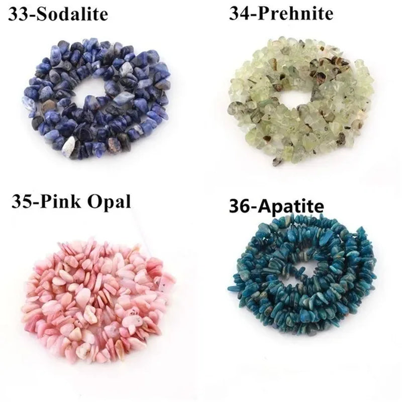 80Kinds 5-8MM natural stone irregular shape free-form chip beads tiger eye amethyst turquoise white crystal red coral Lapis lazuli used for jewelry making DIY bracelet 30"