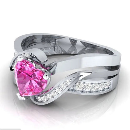 Natural Black Sapphire & Diamond Heart Cut Engagement Wedding 18 K White Gold Filled Ring - WORLD TIME VISITS