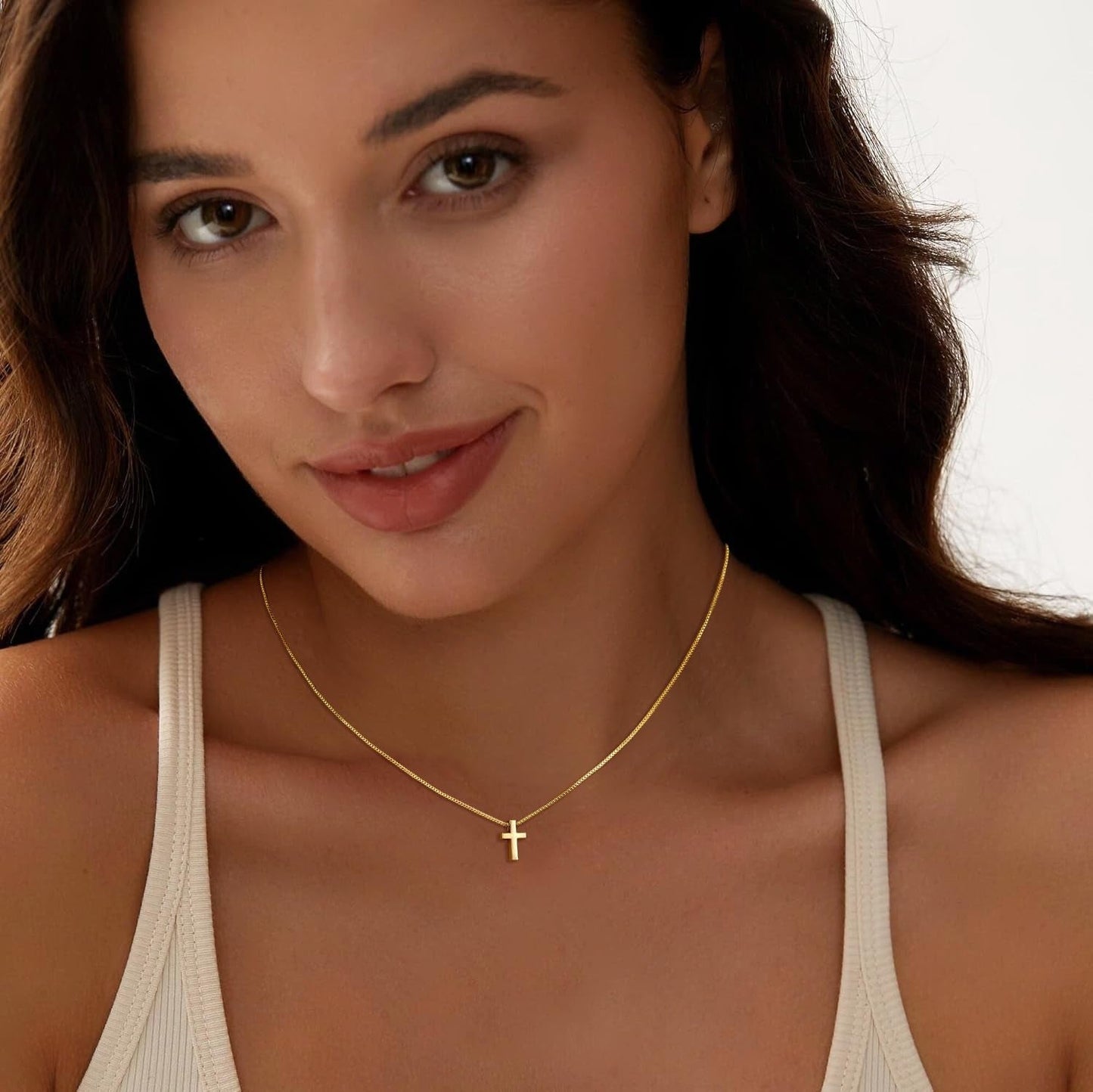 Cross Necklace for Women Girls, Dainty 14K Gold Silver Plated Cross Choker Pendant Jewelry Non Tarnish Waterproof Trendy Cute Simple Small Necklace Easter Christian Baptism Religious Faith Jewelry Gifts
