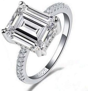 Jewelry 3 Carat CZ Engagement Rings Simulated Diamond Engagement Ring for Women Silver Wedding Jewelry