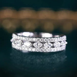Women'S Fashion Ring Marquise Cut Rings for Women Princess Proposal Engagement Party Accessories Elegant Female Bride Wedding Band Anniversary Gift Size 4-12 Bague Femme
