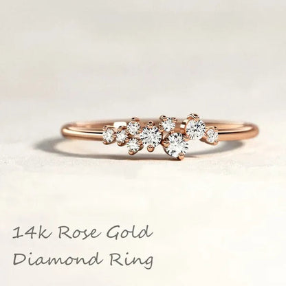 Minimalist Diamond Ring Women'S Fashion Diamond Cluster Ring Wedding and Engagement Moissanite Jewelry Cluster Stacking Ring Dainty Cluster Ring Stacking Ring