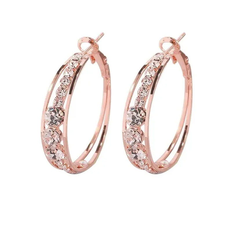 Exquisite Women's 18K Gold Rhinestone Inlaid Big Diamond Hoop Hoop Earrings European and American Fashion Earrings