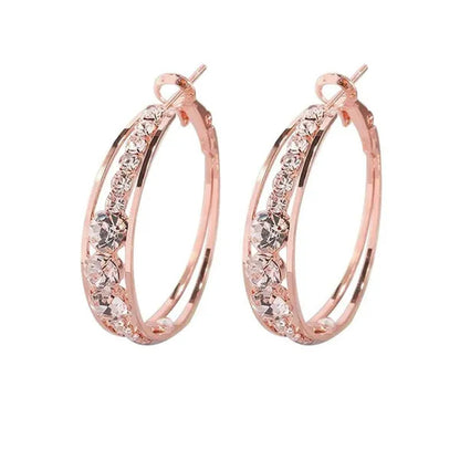 Exquisite Women's 18K Gold Rhinestone Inlaid Big Diamond Hoop Hoop Earrings European and American Fashion Earrings